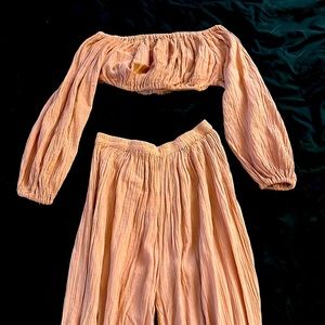 Savannah Morrow The Label Dusty Pink Two Piece Set | Bell top and bottom